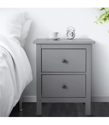 میز پاتختی تمام چوب ایکیا مدل HEMNES رنگ خاکستری