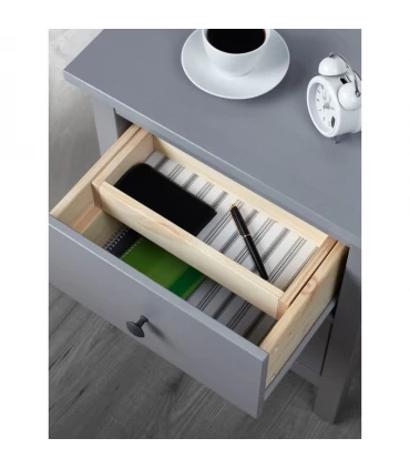 میز پاتختی تمام چوب ایکیا مدل HEMNES رنگ خاکستری