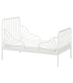 تختخواب فلزی نوجوان ایکیا مدل MINNEN رنگ سفید با قابلیت تنظیم طول