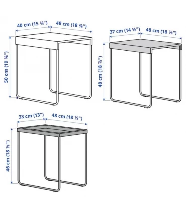 میز عسلی ایکیا مدل GRANBODA مجموعه 3 عددی