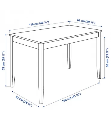 میز ناهار خوری 4 نفره ایکیا مدل LERHAMN قهوه ای تیره