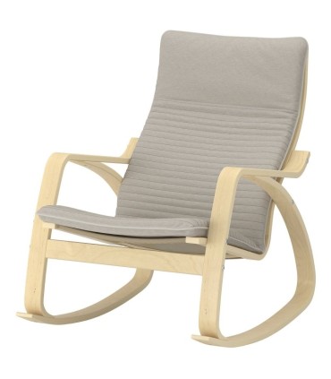 صندلی راکینگ ایکیا مدل POANG بدنه خودرنگ نشیمن پارچه رنگ بژ روشن