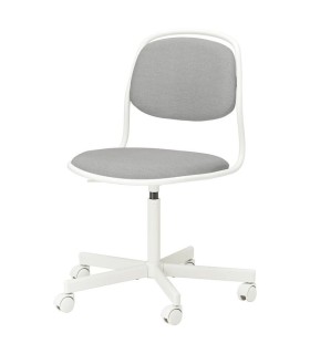صندلی چرخ دار ایکیا مدل ORFJALL بدنه سفید رویه خاکستری روشن