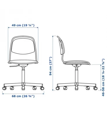 صندلی چرخ دار ایکیا مدل ORFJALL بدنه سفید رویه خاکستری روشن