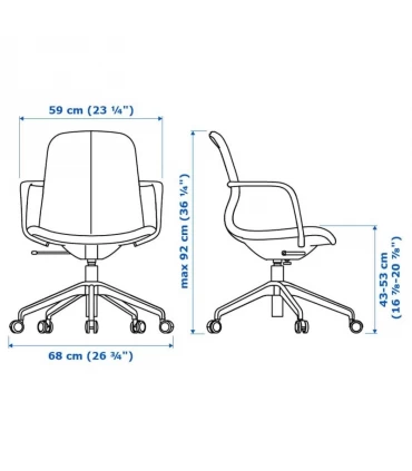 صندلی کارمندی ایکیا مدل LANGFJALL پشت کوتاه بدنه سفید رویه پارچه بژ