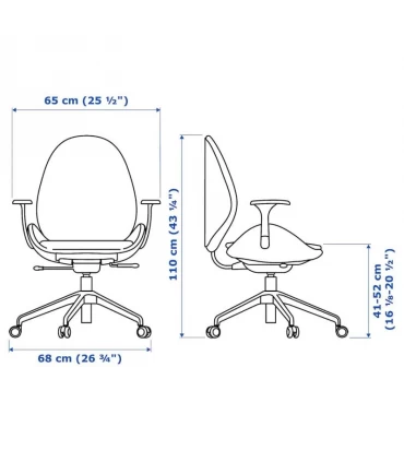 صندلی اداری ایکیا مدل HATTEFJALL دسته متحرک رویه پارچه رنگ خاکستری