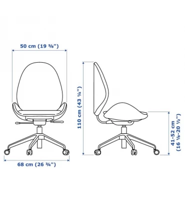 صندلی اداری ایکیا مدل HATTEFJALL بدون دسته رویه پارچه رنگ خاکستری