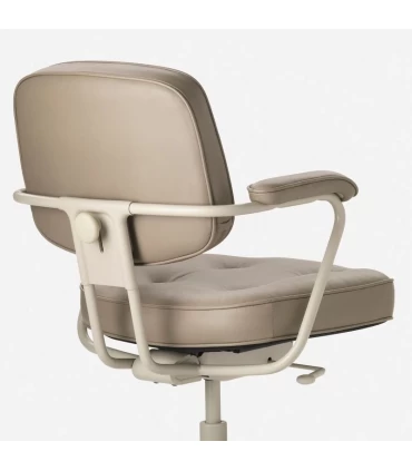 صندلی اداری کلاسیک ایکیا مدل ALEFJALL رویه چرم طبیعی رنگ بژ