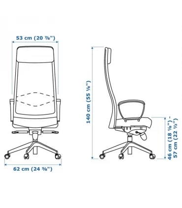 صندلی مدیریتی ایکیا مدل MARKUS رویه چرم طبیعی پشت مش
