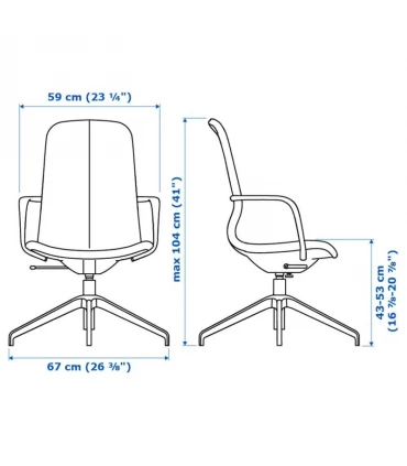 صندلی کنفرانس دسته دار ایکیا مدل LANGFJALL پشت بلند بدنه مشکی رویه پارچه بژ