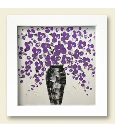 تابلو نقاشی چاپی طرح گلدان مشکی پر از گل بنفش آرت هوم کد B64